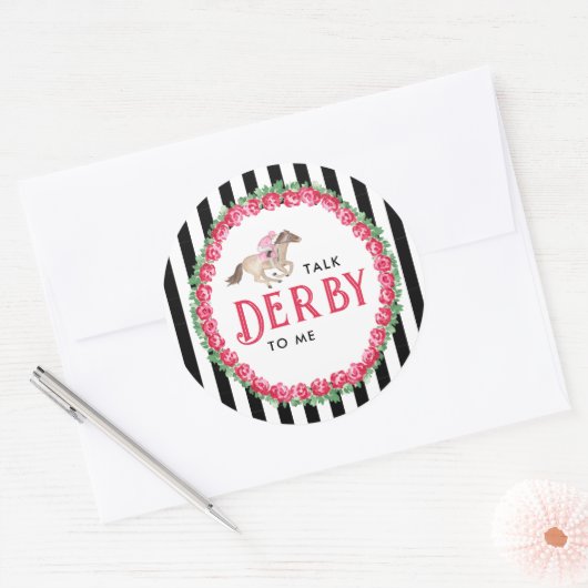 Praat Derby tegen Me | Paardenrace Derby Bruidsmei Ronde Sticker (Envelop)