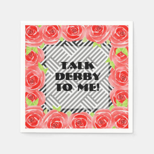 Praat Derby tegen Rozen Black White Stripes Servet