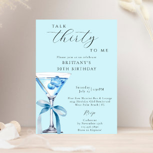 Praat Dertig Met Me Blauwe Strik Martini 30e Verja Kaart