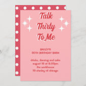 Praat dertig met me roze polka dot verjaardagsuitn kaart (Voorkant / Achterkant)