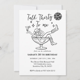 Praat Dertig Met Me Verjaardag retro meisje Feestj Kaart