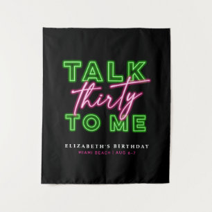 Praat Dertig Met Me Vies 30 Neon Groen & Roze Wandkleed