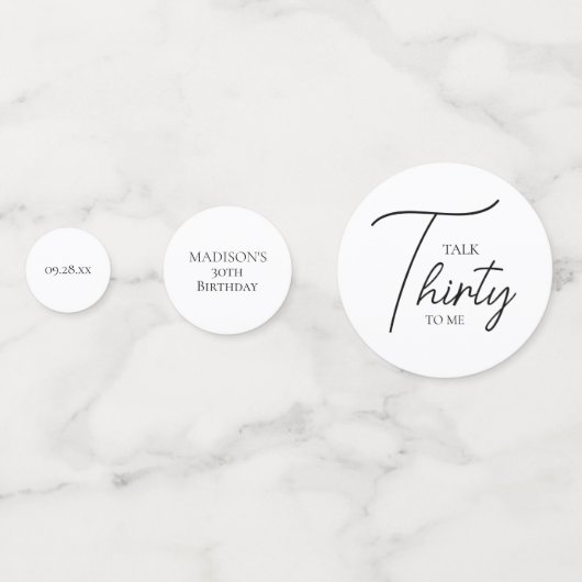 Praat dertig tegen me 30ste Black & White verjaard Confetti (Voorkanten)