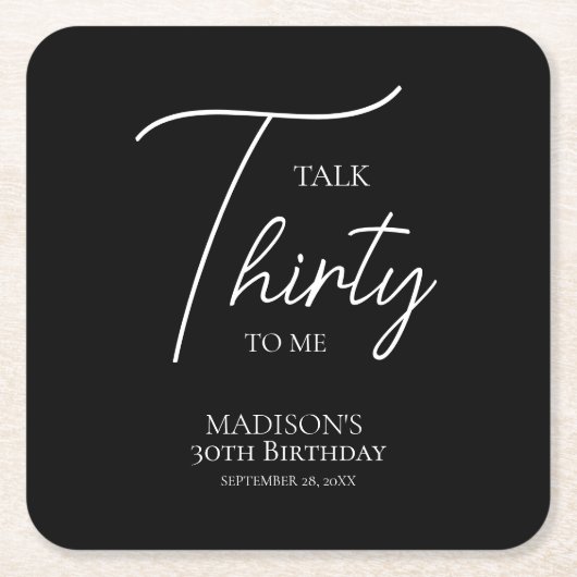 Praat dertig tegen me 30ste Black & White verjaard Kartonnen Onderzetters (Voorkant)