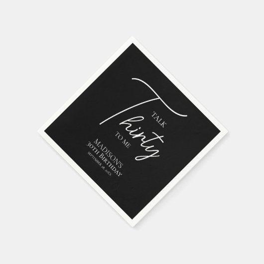 Praat dertig tegen me 30ste Black & White verjaard Servet (Hoek)