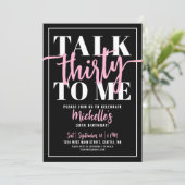 Praat dertig tegen me 30ste verjaardagsfeestje kaart (Staand voorkant)