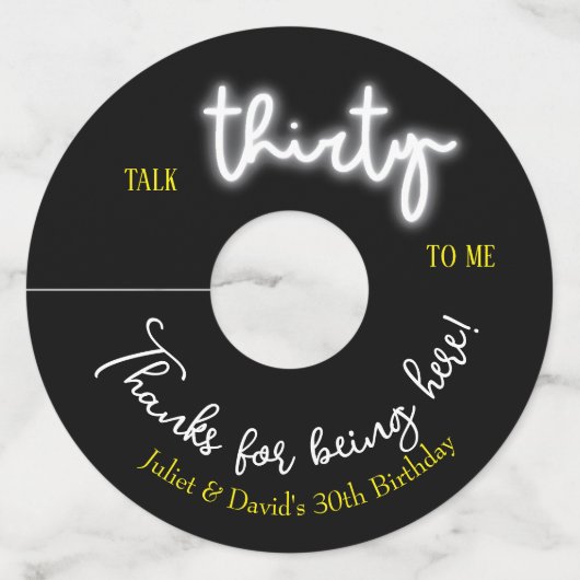 Praat dertig tegen me, 30ste verjaardagsfeestje wijnglaslabel (Voorkant)