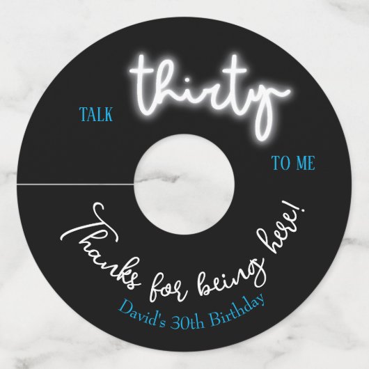 Praat dertig tegen me, 30ste verjaardagsfeestje wijnglaslabel (Voorkant)