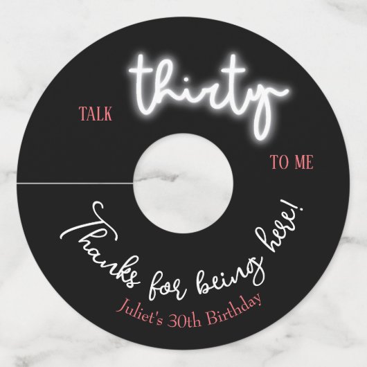 Praat dertig tegen me, 30ste verjaardagsfeestje wijnglaslabel (Voorkant)