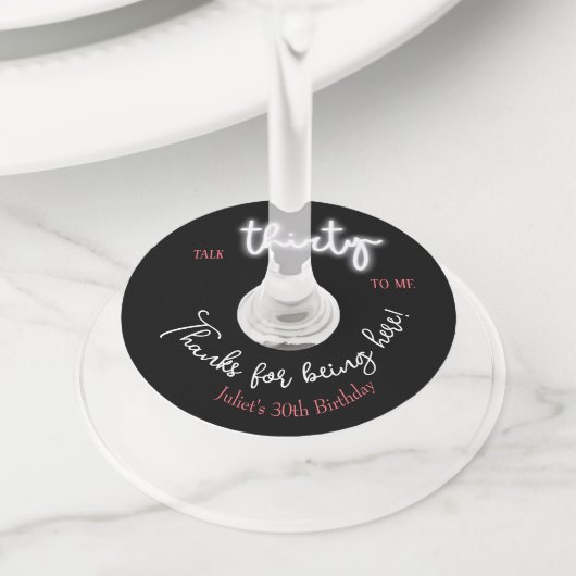 Praat dertig tegen me, 30ste verjaardagsfeestje wijnglaslabel (Dichtbij)