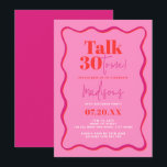 Praat dertig tegen me golvende grens 30e verjaarda kaart<br><div class="desc">Vier de mijlpaal van het worden van dertig in stijl met onze "Talk Thirty To Me Wavy Border 30th Birthday Invitation." Ontworpen voor het veeleisende individu op zoek naar een mix van elegantie en uniciteit, zijn deze uitnodigingen de perfecte preambule voor een viering die belooft onvergetelijk te zijn. Elke kaart...</div>