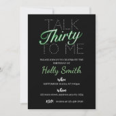 Praat dertig tegen me groene neon verjaardagsuitno kaart (Voorkant)