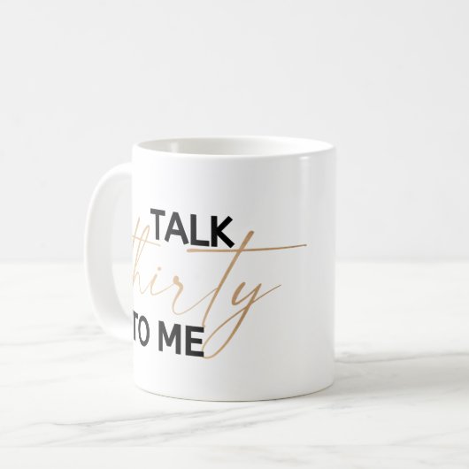 Praat dertig tegen me koffiemok (Voorkant links)