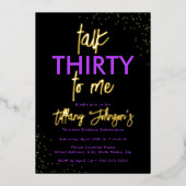 Praat dertig tegen me Leopard Paarse Gold 30th Folie Uitnodiging (Voorkant)