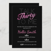 Praat dertig tegen me neon 30e verjaardag uitnodig kaart (Voorkant / Achterkant)