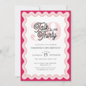 Praat Dertig tegen me Roze Curvy Retro 30e Verjaar Kaart (Voorkant)