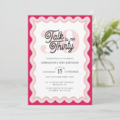 Praat Dertig tegen me Roze Curvy Retro 30e Verjaar Kaart (Staand voorkant)