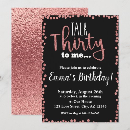 Praat Dertig tegen me zwarte Roos Gold 30e verjaar Kaart (Voorkant / Achterkant)