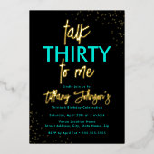 Praat Dertig Tegen Mij Leopard Blauwgroen Goud 30e Folie Uitnodiging (Voorkant)