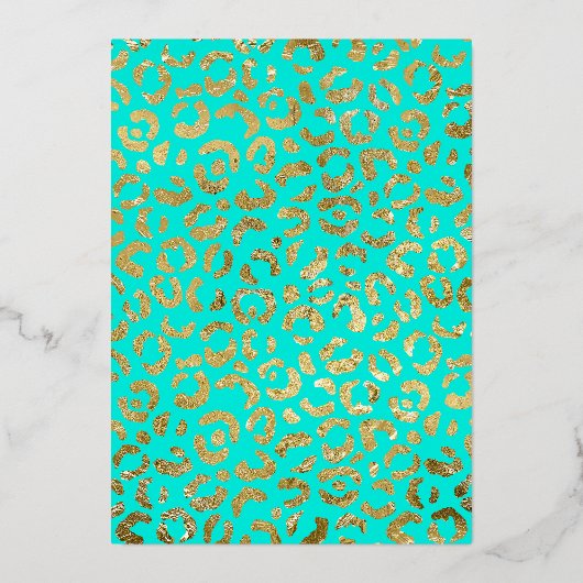 Praat Dertig Tegen Mij Leopard Blauwgroen Goud 30e Folie Uitnodiging (Achterkant)
