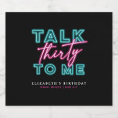 Praat Dertig Tegen Mij Vies 30 Neon Blauw & Roze B Sparkling Wijnetiket (Enkel label)