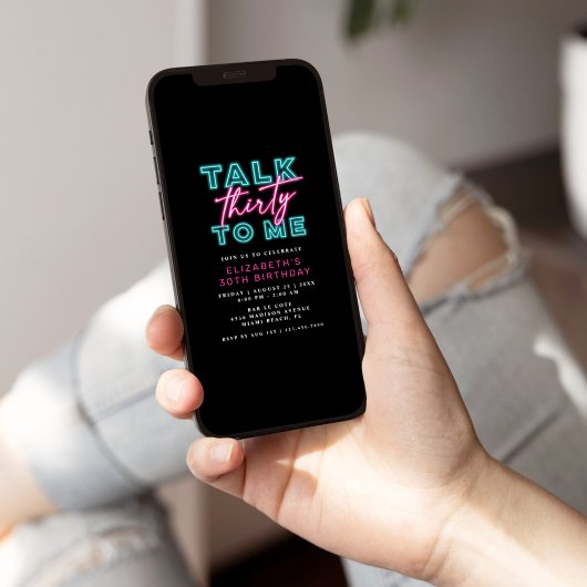 Praat Dertig Tegen Mij Vies 30 Neon Blauw & Roze D Kaart