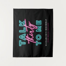 Praat Dertig Tegen Mij Vies 30 Neon Blauw & Roze Wandkleed