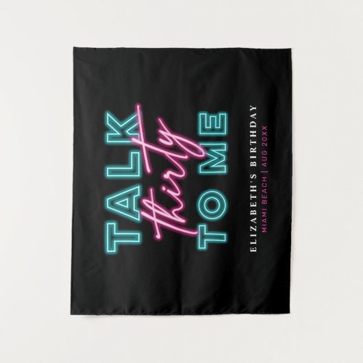 Praat Dertig Tegen Mij Vies 30 Neon Blauw & Roze Wandkleed (Voorkant)