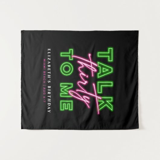 Praat Dertig Tegen Mij Vies 30 Neon Groen & Roze Wandkleed (Voorkant (horizontaal))