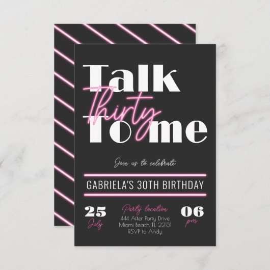 Praat Dirty Thirty to Me Party Uitnodiging (Voorkant / Achterkant)