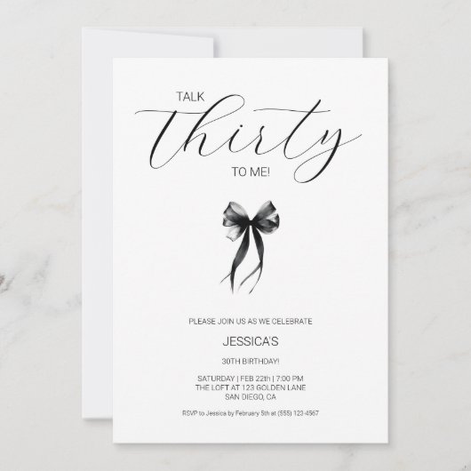 Praat Er Tweeëndertig Met Me Script Zwart en Wit V Kaart (Voorkant)