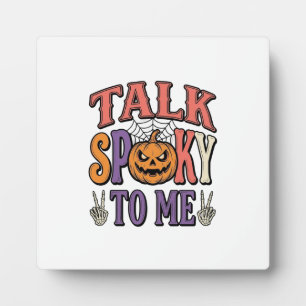 Praat Griezelig Met Mij Vintage Halloween T-shirt Fotoplaat