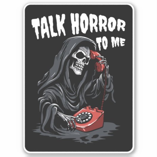 PRAAT HORROR TEGEN ME GRIM REAPER RODE TELEFOON STICKER (Voorkant)