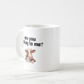 Praat je tegen me? Grappige Koe Koffiemok (Voorkant links)