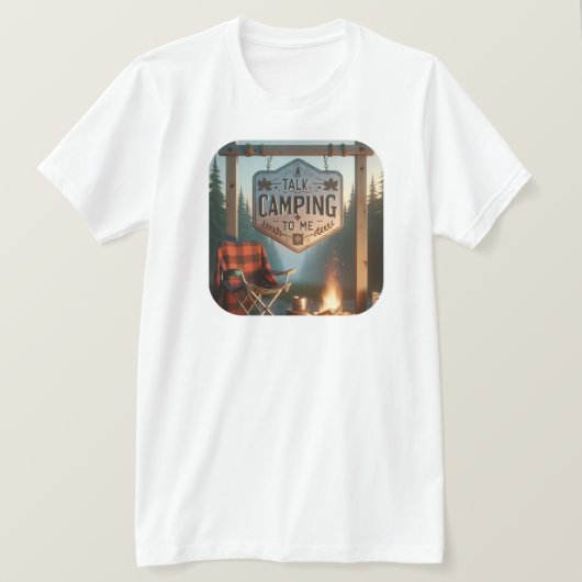 Praat Kamperen met Me – Kampeer vuur Sfeer Shirt (Design voorkant)