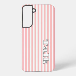 Praat Logo Roze Witte Strepen Samsung Telefoonhoes Galaxy Hoesje