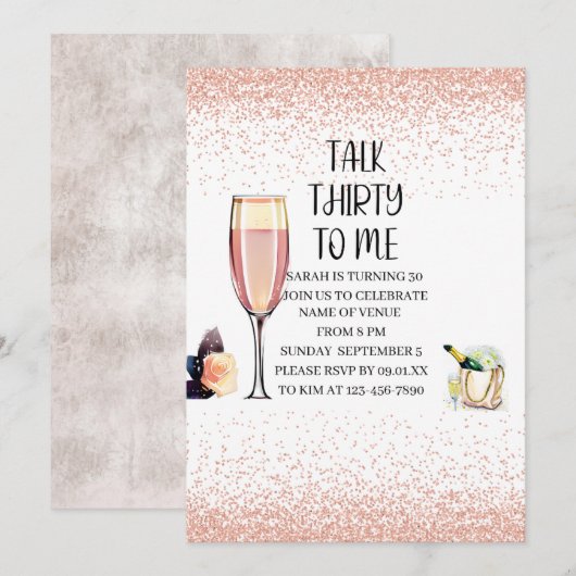 Praat met 30 voor mij, Birthday, Champagne, roze Kaart (Voorkant / Achterkant)