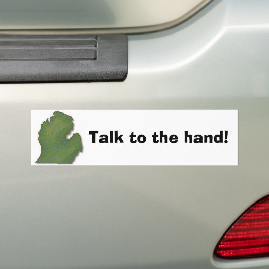 Praat met de hand! bumpersticker (Op auto)