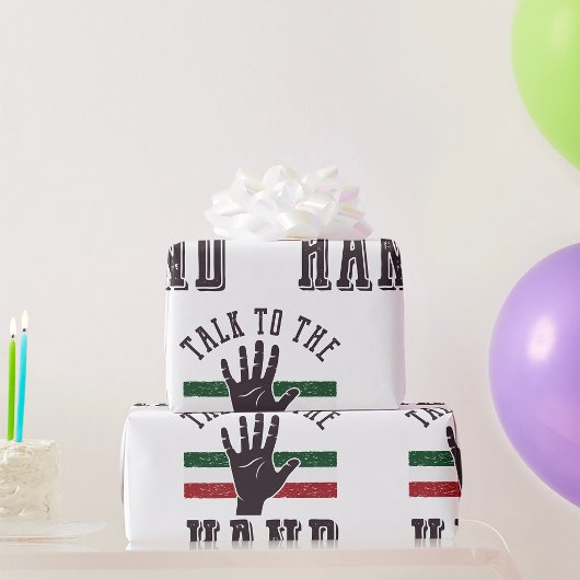 Praat met de Hand Distressed Hand Humor Cadeaupapier