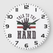 Praat met de Hand Distressed Hand Humor Grote Klok (Voorkant)