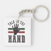 Praat met de Hand Distressed Hand Humor Sleutelhanger (Achterkant)