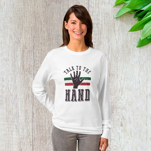 Praat met de Hand Distressed Hand Humor T-shirt
