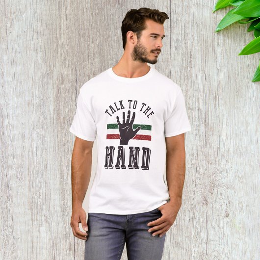 Praat met de Hand Distressed Hand Humor T-shirt