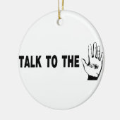 Praat met de hand keramisch ornament (Links)