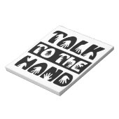 Praat met de hand notitieblok (Linkerzijde)