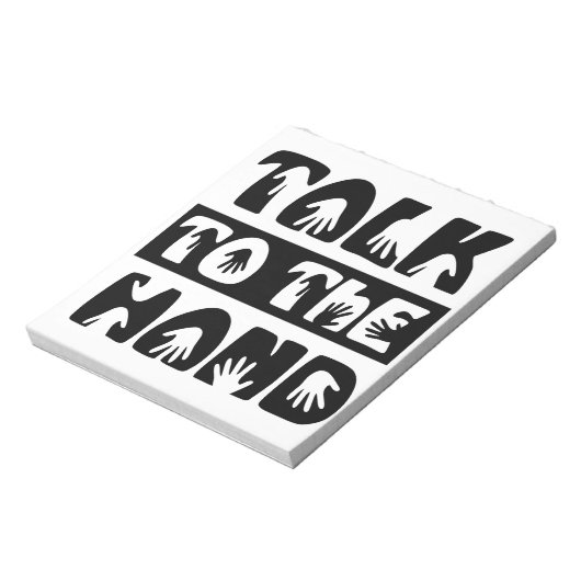 Praat met de hand notitieblok (Linkerzijde)