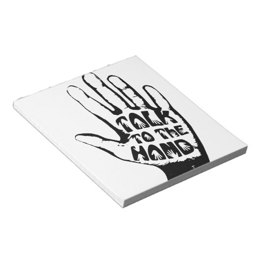 Praat met de hand notitieblok (Schuin)