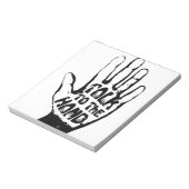 Praat met de hand notitieblok (Linkerzijde)