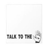 Praat met de hand notitieblok (Voorkant)