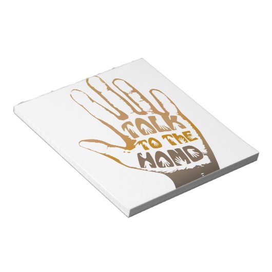 Praat met de hand notitieblok (Schuin)